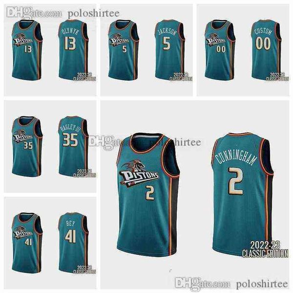 

custom 2 cade cunningham piston 2022-23 classic basketball jersey grant hill isaiah stewart hamidou diallo killian hayes nerlens noel jaden, Black;red