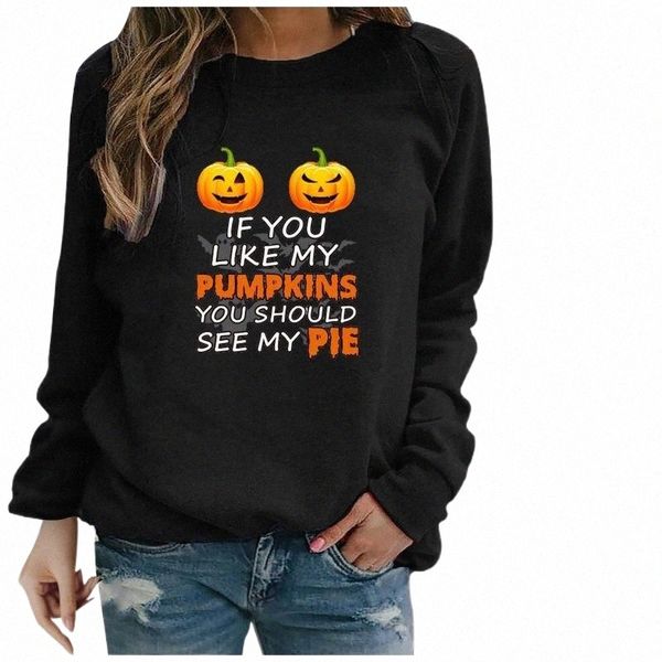 

women's hoodies & sweatshirts plus size sweatshirt for women fashion halloween cartoon print o-neck long sleeve loose funny pumpkin aut, Black