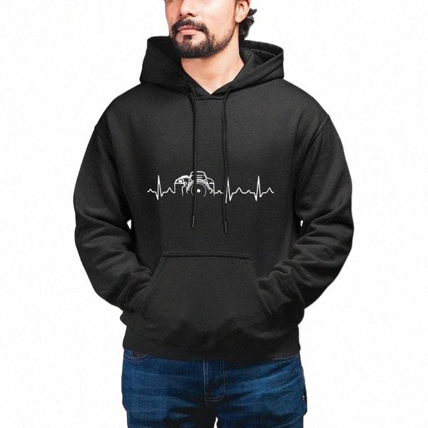 

men's hoodies & sweatshirts camera womens hoodie pographer heartbeat long sleeve cotton men winter outdoor pullover x r7op#, Black