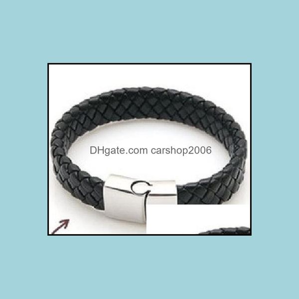

other bracelets braided leather clasp bangles rope chain punk wristband magnetic bracelet drop delivery 2021 jewelry carshop2006 dhjoh, Golden;silver