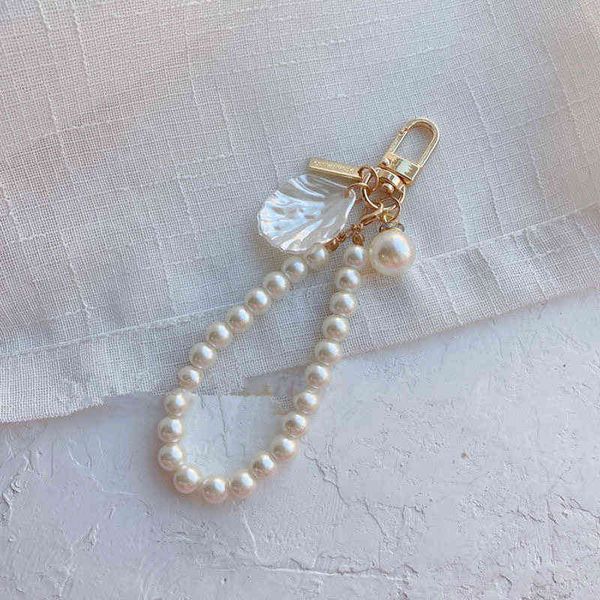 

bai cheng fashion designer keychain pearl car key chain alloy shell pendant buckle personalized keychain fashion bags pendant key ring, Silver
