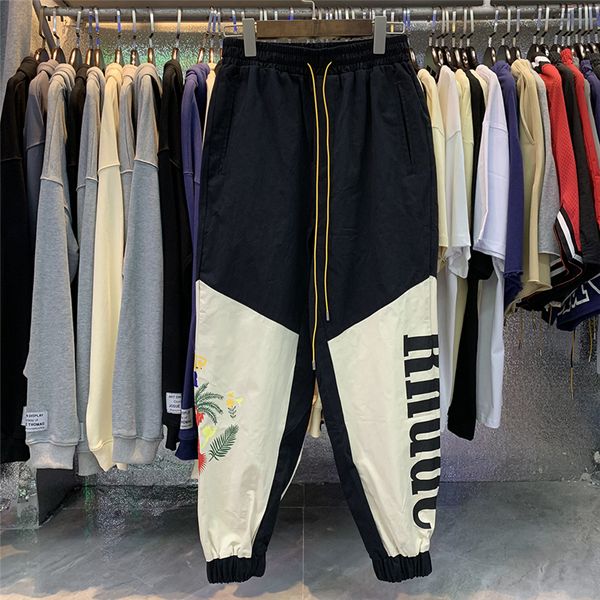 

2023fw pants sweatpants patchwork men women 1 quality jogger drawstring splicing overalls, Black