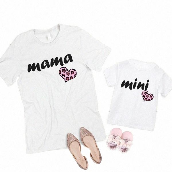 

women's t-shirt love mommy and me clothes heartbeat tshirt baby family look matching mother daughter outfits harajuku n1i8#, White