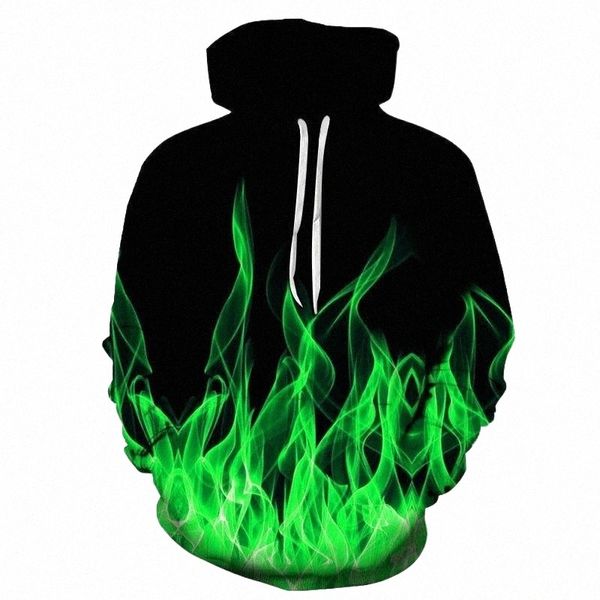 

men's hoodies & sweatshirts colorful green flame 3d hoodie 2021 fashion sweatshirt men women autumn winter coat mens clothing funny jac, Black