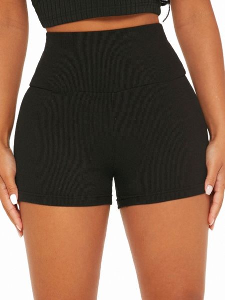 

petite tummy control rib-knit biker shorts q45h#, White;black