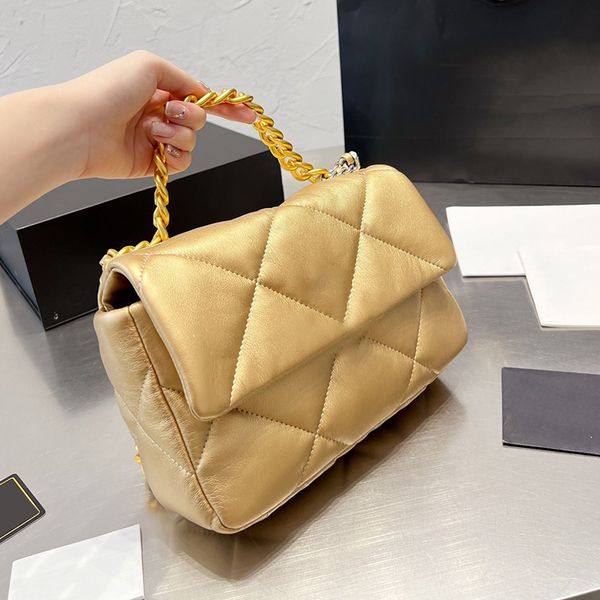 

womens 19 lambskin gold silver quilted bags classic c flap designer handbags 25cm