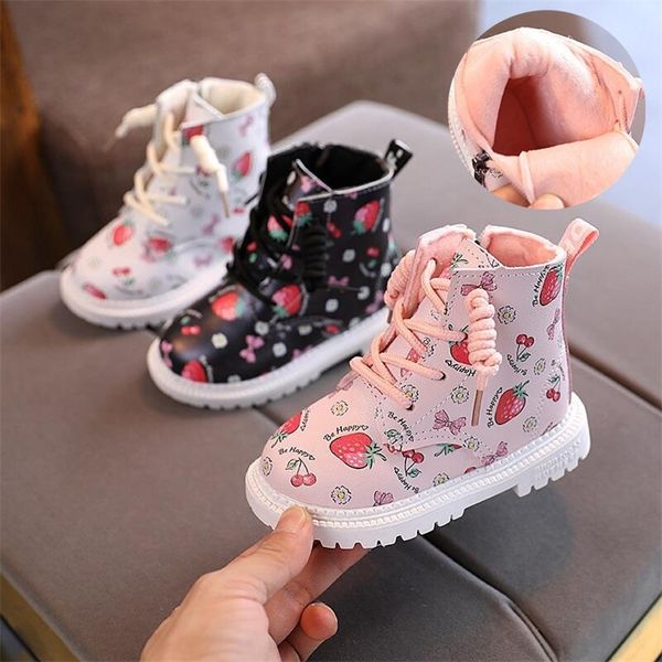 

children shoes boots for girls martin fashion leather waterproof winter toddler kids snow casual soft antislip 220818, Black;grey