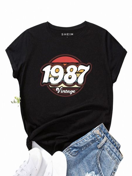 

number and letter graphic tee 575l#, White