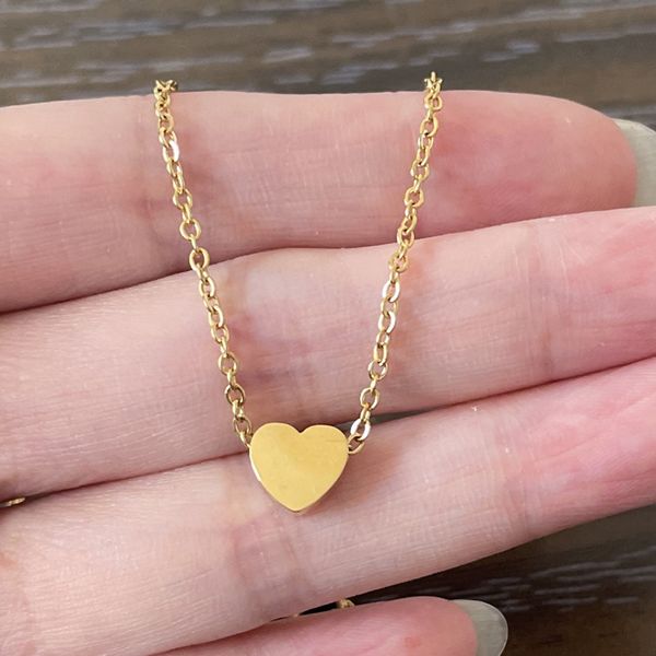 

wholesale stainless steel tiny heart necklace women fashion chain necklaces for birthday gifts trendy female choker jewelry collar, Silver
