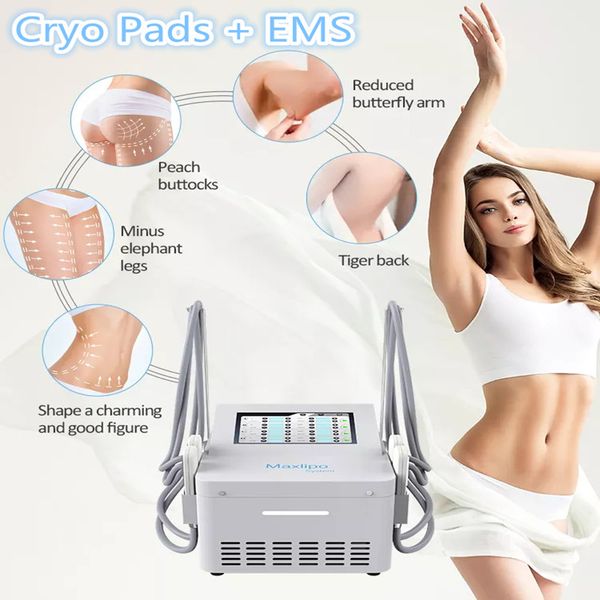 

portable 4 handles cryo ems fat reduce with cooling pads body shape slimming machine cryolipolysis pad skin tightening device