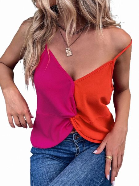

two tone twist front cami 73mq#, White