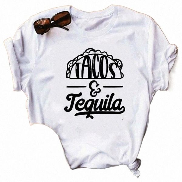 

women's t-shirt 100% pure cotton women t shirt tacos tequila printed tshirt ladies short sleeve tee female clothes mujer q1oq#, White