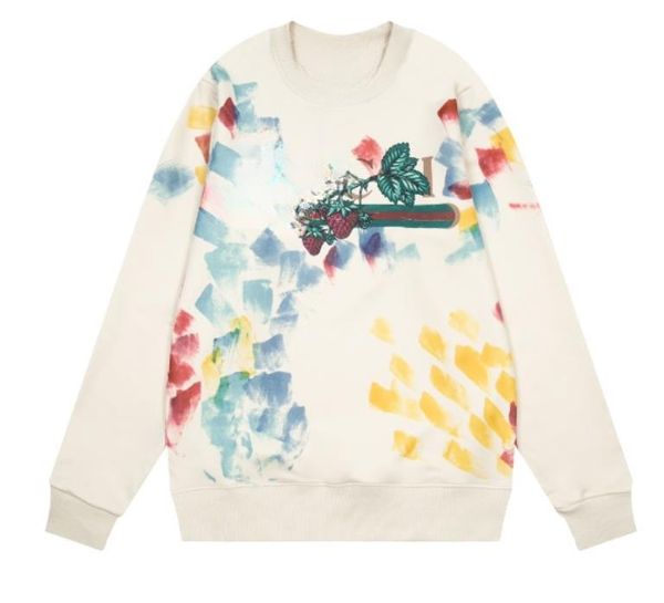 

round neck sweatshirts full body painted chest strawberry men and women couples, Black