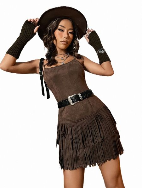 

fringe trim cami dress without belt h6zf#, Black;gray
