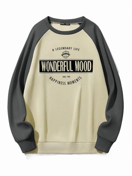 

letter graphic colorblock raglan sleeve pullover e0mb#, Black