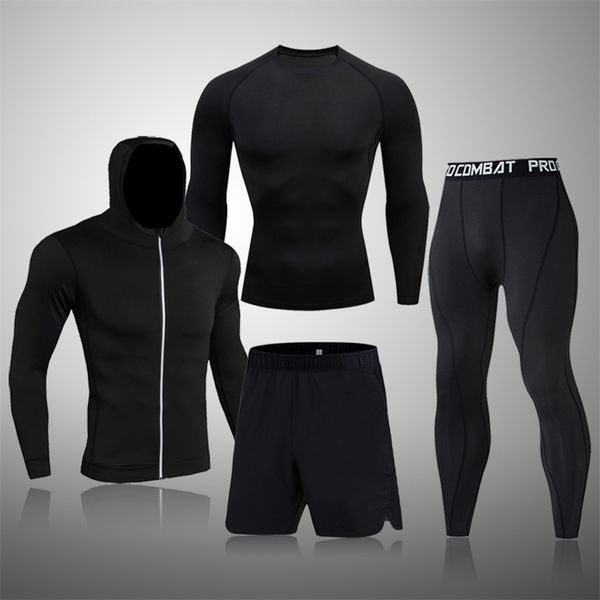 

winter thermal underwear men sets compression sports suit sweat quick drying thermo underwear men clothing 220818, Black;white