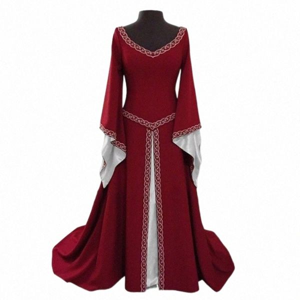 

casual dresses butterfly long sleeve punk dress women's v-neck medieval retro elegant cosplay maxi vestido festa #g4 24cw#, Black;gray
