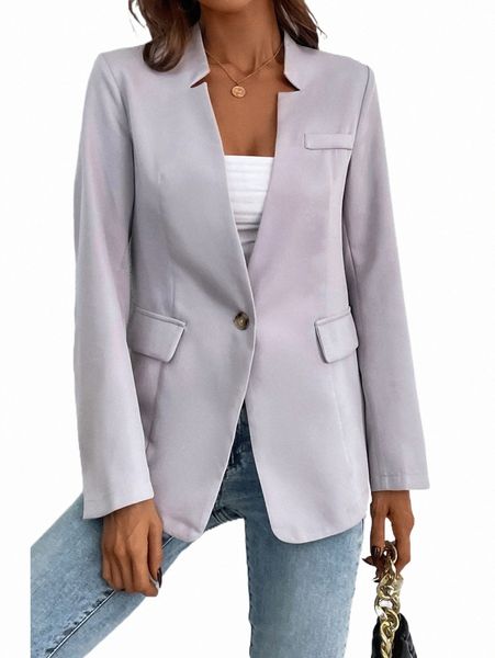 

single button notched detail blazer z1kc#, White