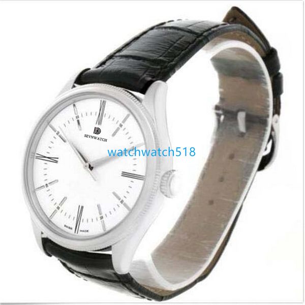 

zz factory luxury mens watch 18k white gold white dial 50509 lether strap automatic mechanical sapphire sport elegant wind wristwatch montre, Slivery;brown