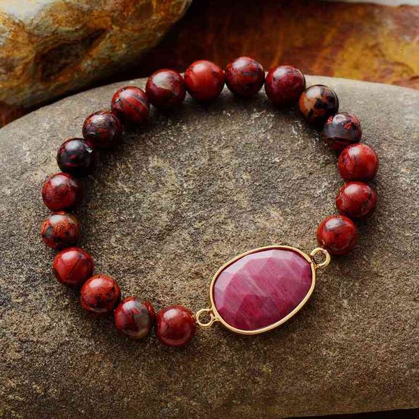 

bangle designer high end women beads s red jaspers rhodonite stretch charm elastic strand bracelet jewelry wholesale, Black