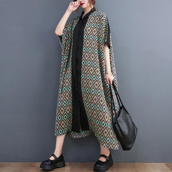 

arrival korea style casual dresses print floral patchwork black blouse summer dress single breasted holiday travel women, Black;gray