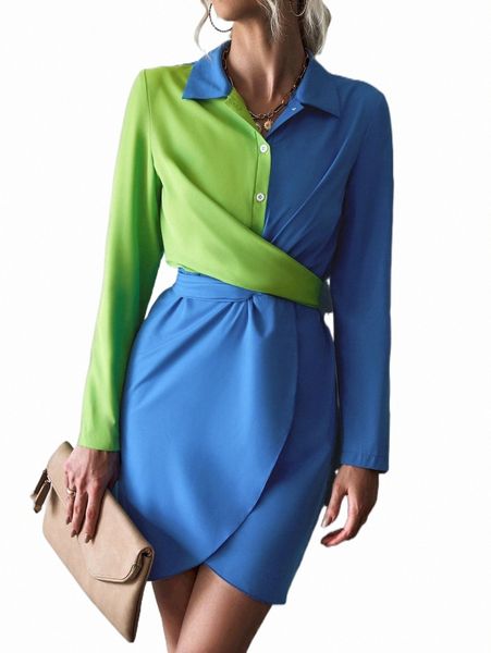 

two tone wrap hem dress p4zs#, Black;gray