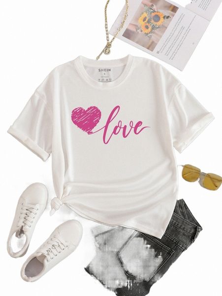

heart & letter graphic tee z7xt#, White