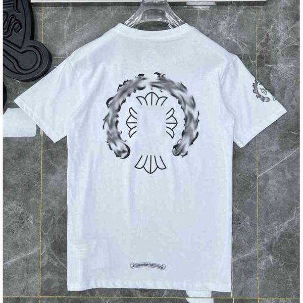 

mens summer brand t shirts horseshoe flower tees ch man cross t-shirts women shirt sanskrit letter designer fashion tshirts luxury boy hip, White;black
