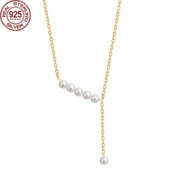

popular 925 silver beaded necklaces o-shaped chain ins style shell pearl fashion temperament collarbone jewelry female western