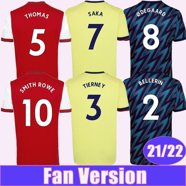 

21 22 white saka mens soccer jerseys pepe tierney gabriel odegaard smith rowe martinelli marquinhos home away 3rd football shirts, Black;yellow
