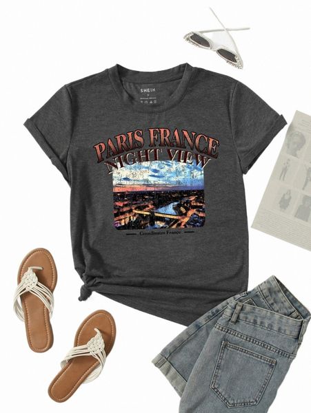

slogan graphic round neck tee n01l#, White