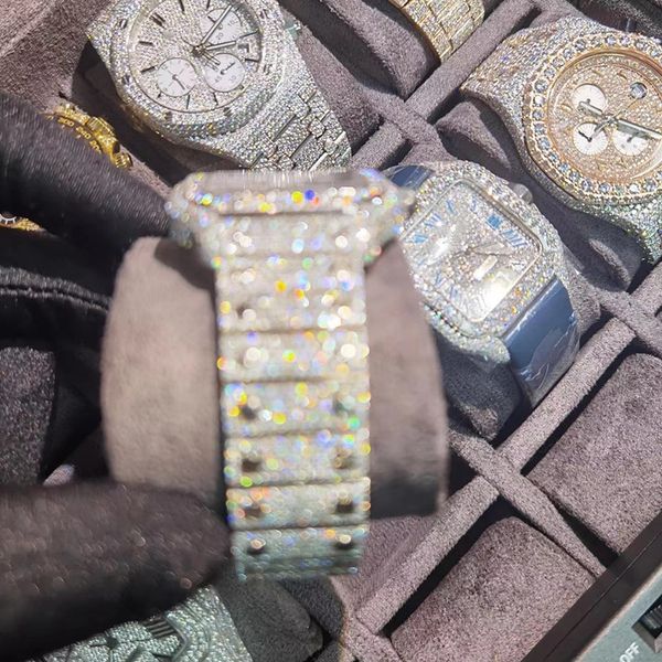 

mens luxury watches automatic moissanite iced watch for men movement womens watch men's montre homme diamond watchs wristwatches montre, Slivery;brown