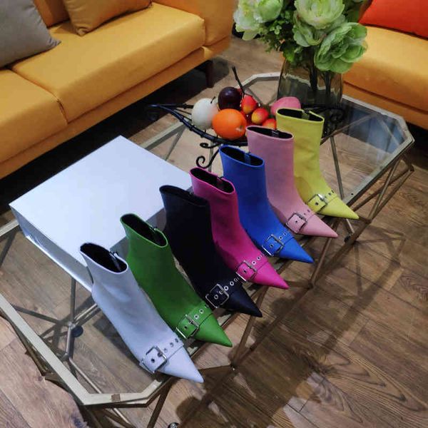 

leather boots women's motorcycle boots super high heels winter shoes pointed head series, Black