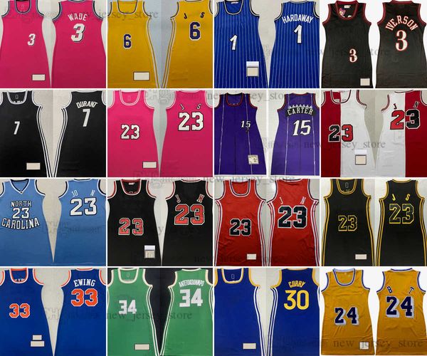 

retro mitchell and ness women dress basketball jerseys stitched skirt 3 allen dwyane iverson wade 30 stephen 15 vince curry carter 33 patric, Black;red