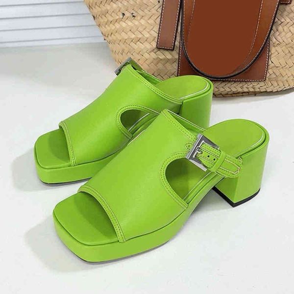 

high dress shoes quality genuine leather vintage chunky sandals heel peep toe pumps summer new fashion platform slippers, Black