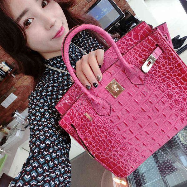 

luxury designer totes herme birkins women's bag women's 2022 new bag leather crocodile pattern women's bag portable leather b