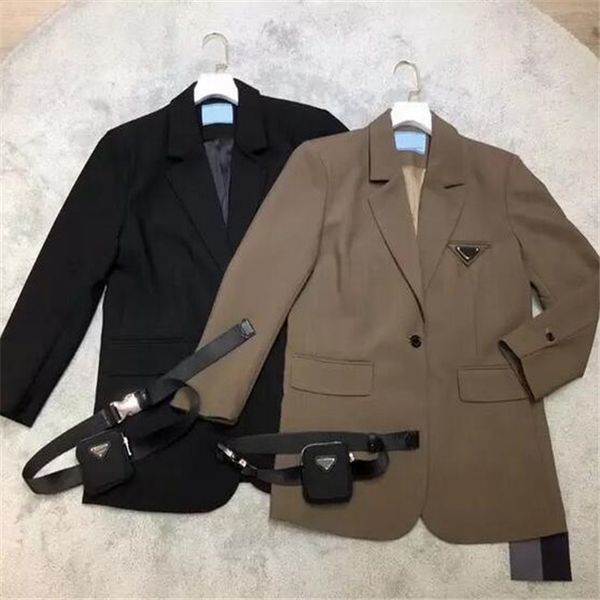 

women's suits & blazers designer suit coat designer jackets fashion matching inverted triangle letter medium and long suits jacket 5rkm, White;black