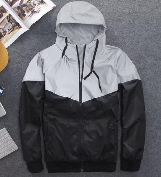 

men's autumn reflective coat with hat harajuku waterproof windbreaker sportswear sweater, Black