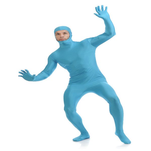 

mens catsuit costumes solid color spandex unitard full bodysuit costume jumpsuit costumes long sleeve tights open face for kids adults, Black