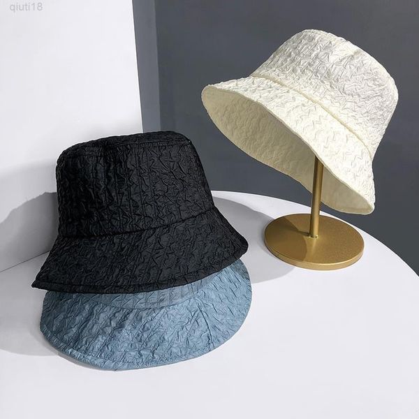 

2022 new ins style korean version all-match fisherman hat women's spring and summer thin shade soft women's casual panama hat y220, Blue;gray