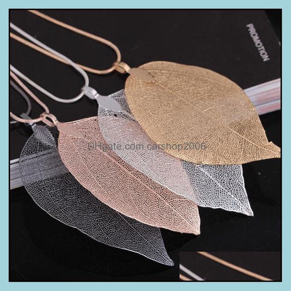 

pendant necklaces gold chain necklace fashion women men jewelry maxi rose color real charm pendants leaf drop delivery 2 carshop2006 dh3ih, Silver