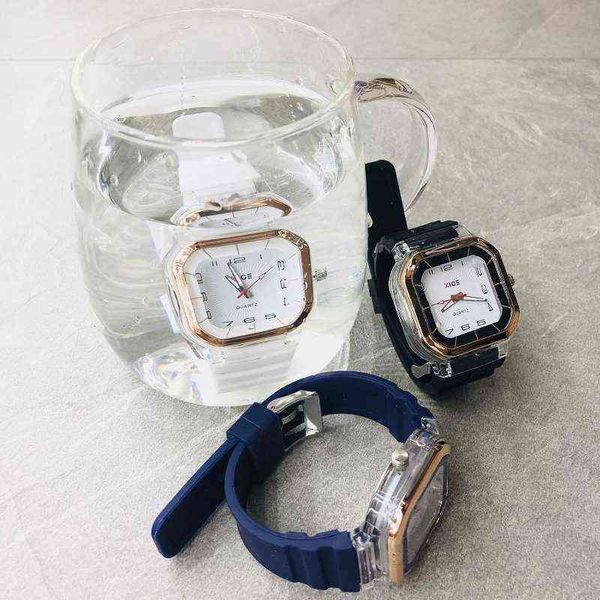 

huiya06 jelly color silicone women's quartz 30m waterproof watch with transparent case, Slivery;brown