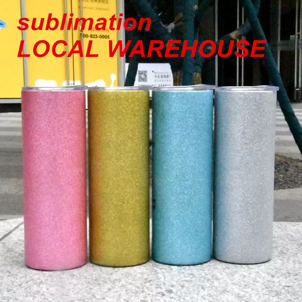 

local warehouse 20oz sublimation glitter straight colorful tumbler mix-color stainless steel water bottle double wall insulated cups for dri