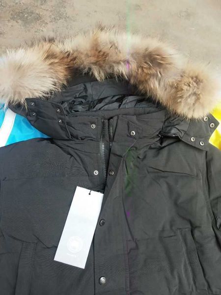 

mens winter coat outerwear wolf fur camouflage hooded jacket designer man autumn puffer jackets woman, Black