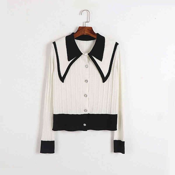 

women's sweaters corduroy long sleeve women's clothing early spring korean version design sense niche double-layer doll neck thin, White;black