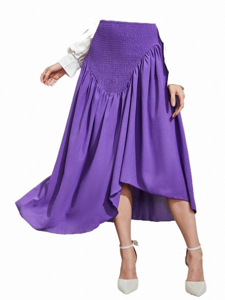 

high waist ruffle asymmetrical hem skirt 20y6#, Black