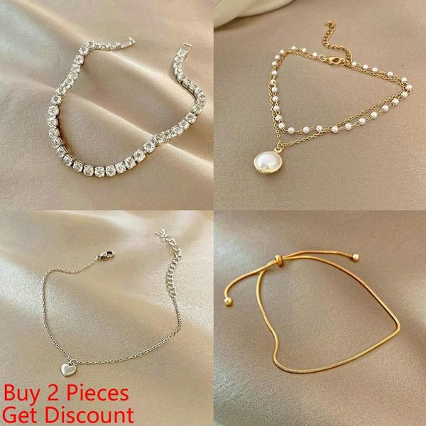 

fashion bohemian imitation pearl strand diamond chain bracelets gold color charm bangles for women gifts trendy jewelry, Black