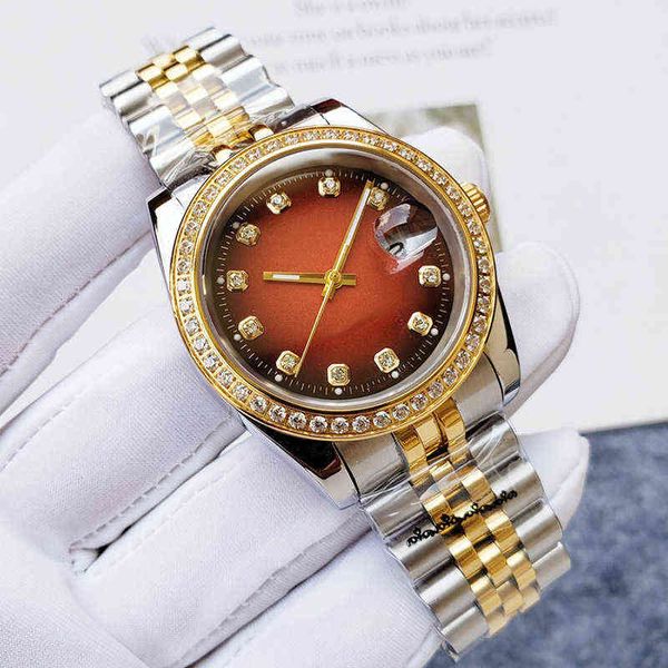

huiya06 dropshipping ladies watch automatic movement 36mm woman quartz designer watches super sapphire waterproof diamond steel wristwatches, Slivery;brown