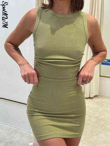 

women solid backless lace up mini dress female fashion casual o neck sleeveless bodycon dresses 2022 summer vintage short dress t220816, Black;gray