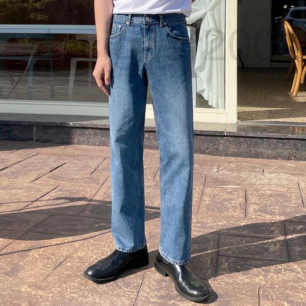 

men's jeans designer myq jeans men's korean version chao brand summer loose straight pants high street casual 7j35, Blue